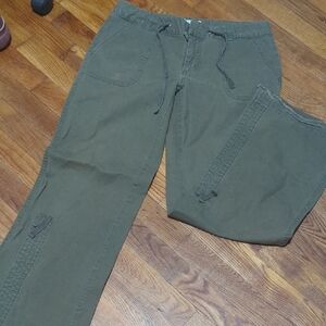 COLUMBIA Drawstring CARGO PANTS Green Twill SZ 8